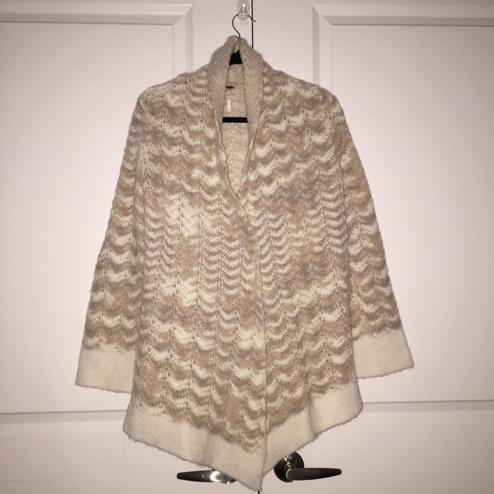 Free People Cream and Tan Cardigan